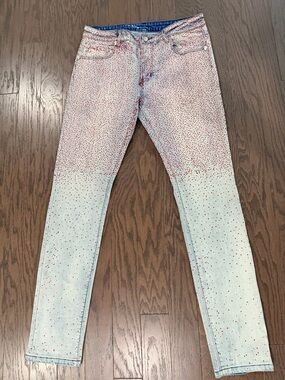 Kash Crystal Embellished Light Wash Slim Jeans – Size 34